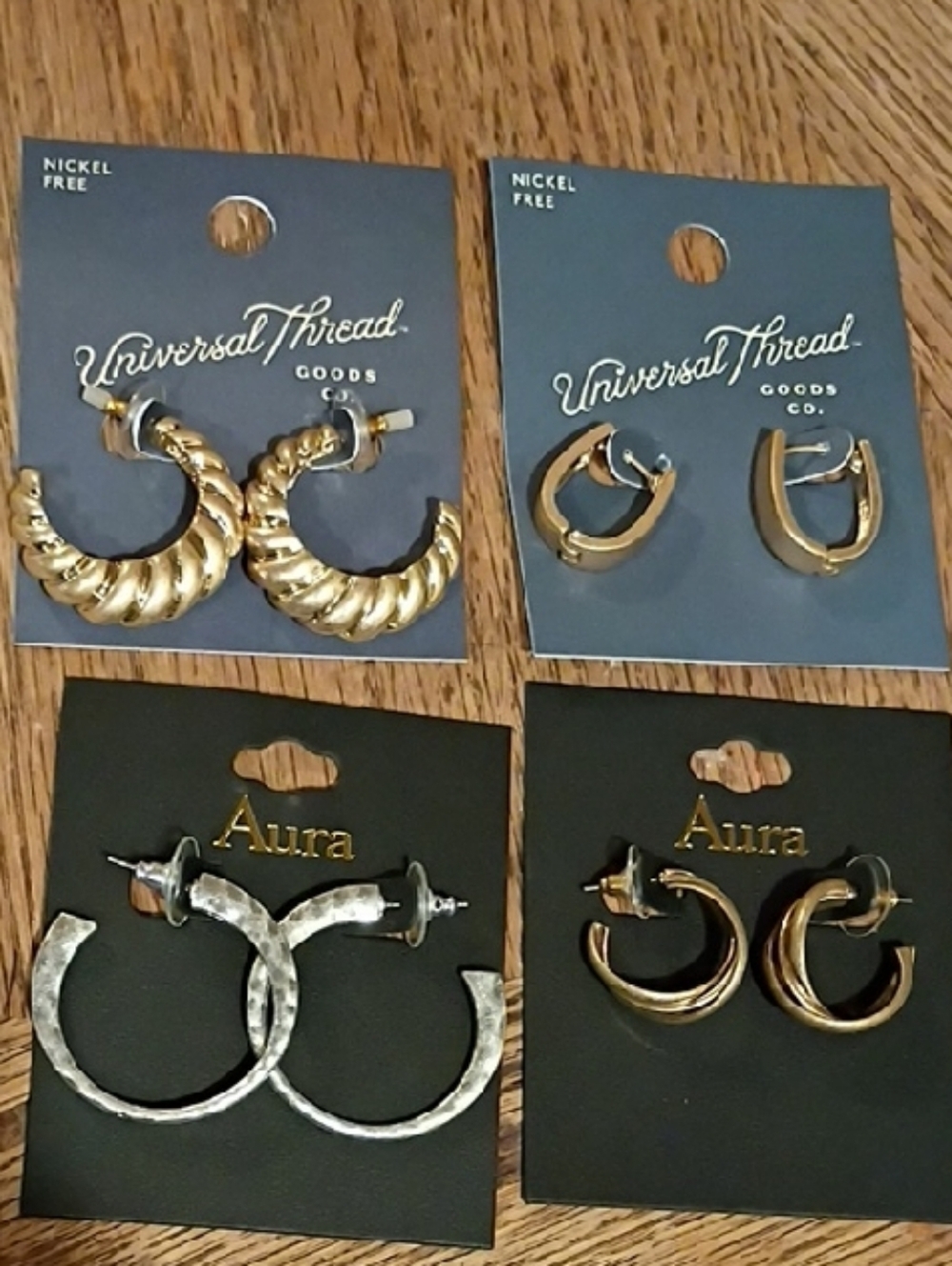 Universal Thread & Aura Gold&Silver-Tone Mixed Hoop Earring Set 4 Pairs